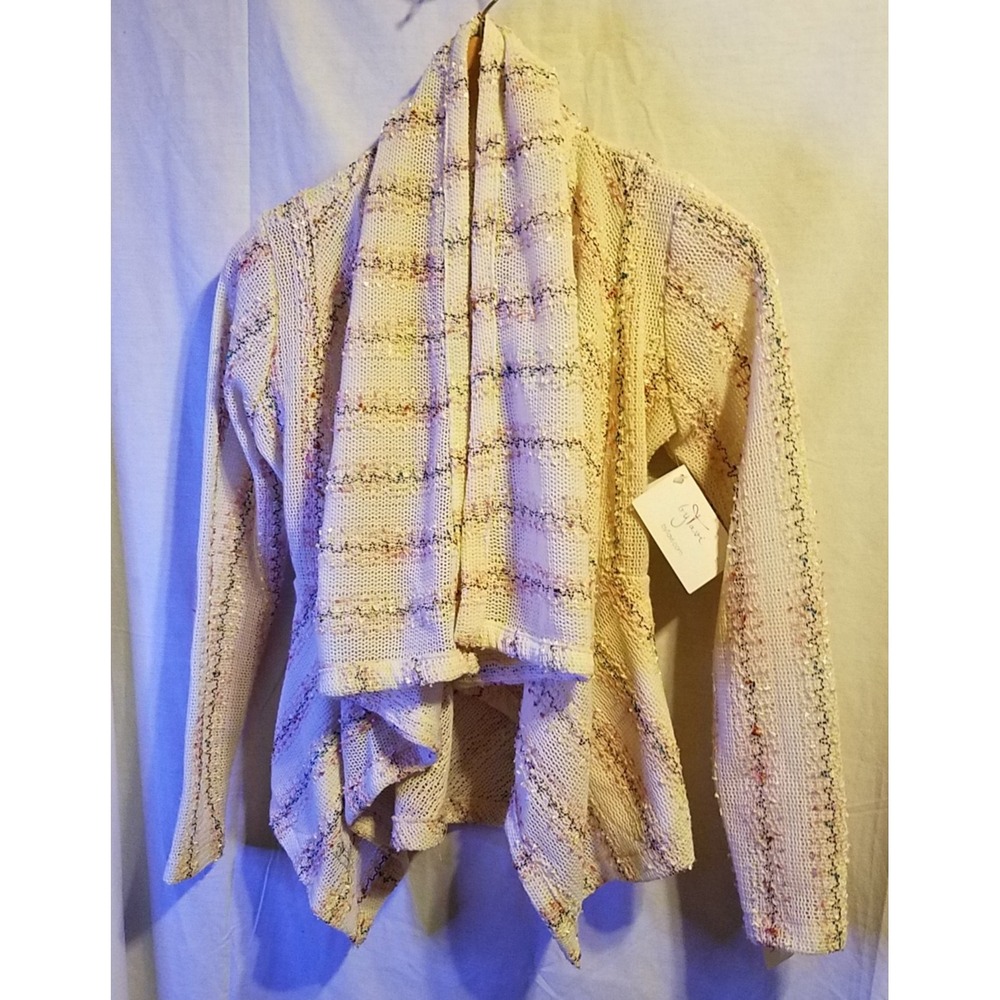 ByTavi Asymmetric Cream‎ Multicolor Cardigan Sweater Size Small NWT